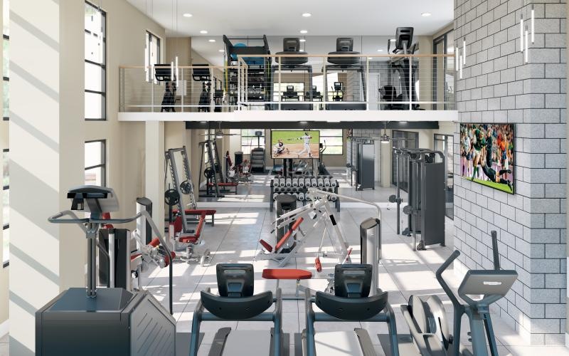 expansive, two-story gym